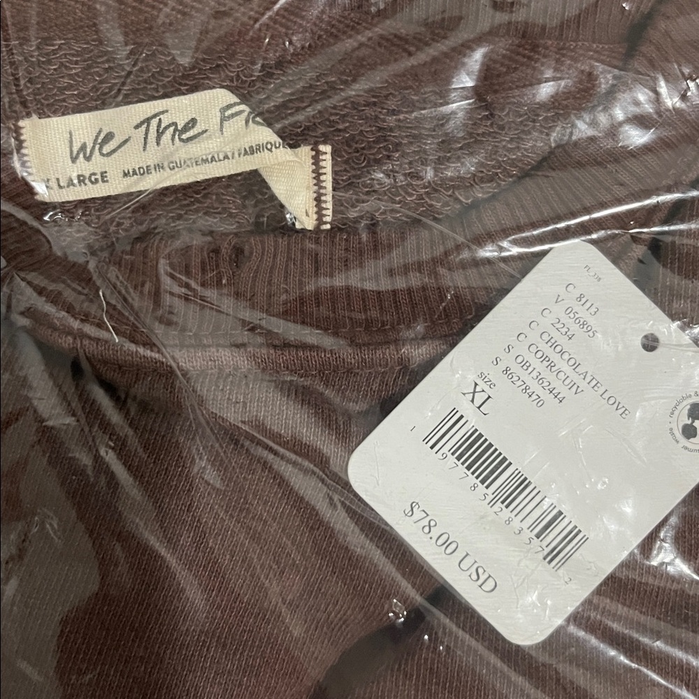 NWT FREE PEOPLE CAMDEN Chocolate Brown OVERSIZED PULLOVER Sweatshirt We the Free - Picture 6 of 9